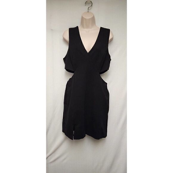GB Black Bodycon Dress With V-Neck And Cut Out Sides Sz XL Front Slit Juniors - Picture 2 of 6